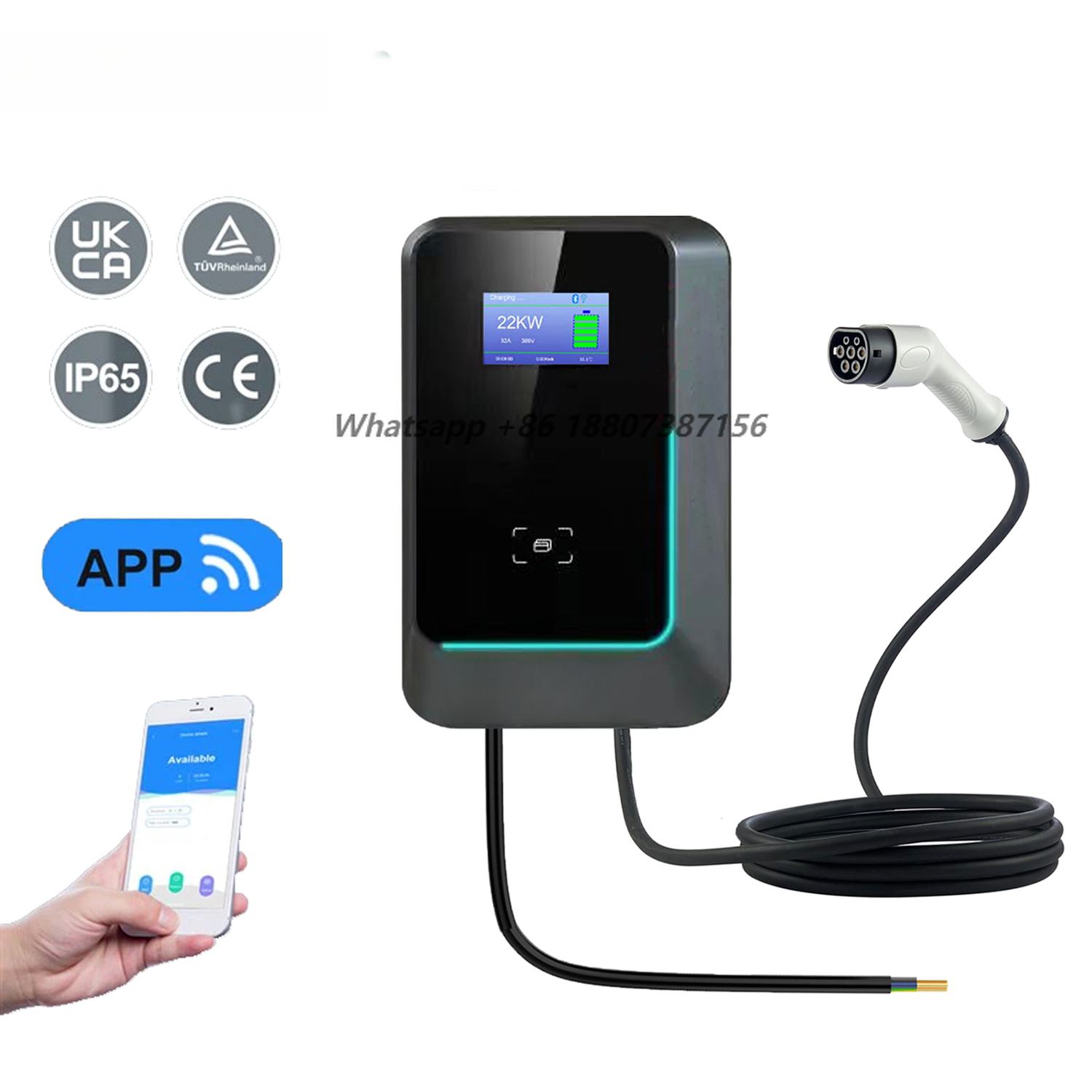 22Kw Wallbox Type 2 Ocpp Rfid - สถานีชาร์จรถยนต์ไฟฟ้า Bomern 7kw 11kw 22kw AC