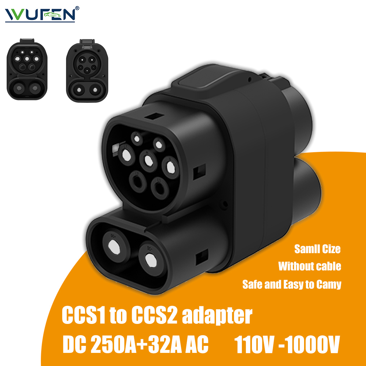 Ccs2 To Ccs1 Fast Charge Adapter 250Kw - อะแดปเตอร์ชาร์จรถยนต์ไฟฟ้า WUFEN 250A+32A CCS1 เป็น CCS2