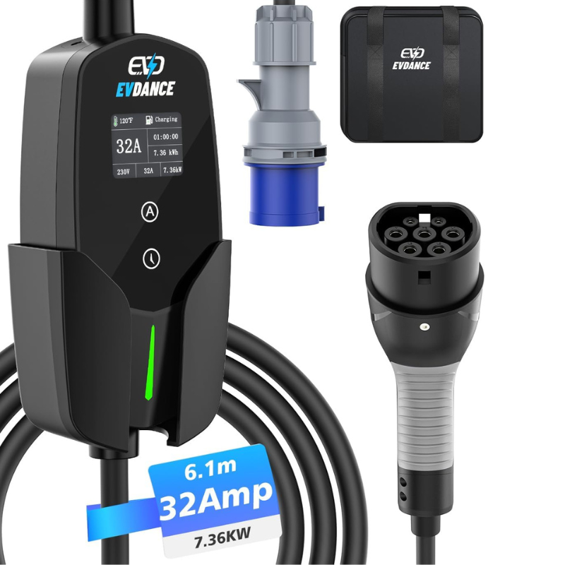 EVDance ที่ชาร์จ32A แบบ2 EV 7. - Portable Ev Charger 32A Type 2 Cee Plug บทวิจารณ์และราคา